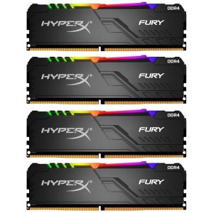Модуль памяті для компютера DDR4 128GB (4x32GB) 3600 MHz HyperX Fury RGB Kingston Fury (ex.HyperX) (HX436C18FB3AK4/128)