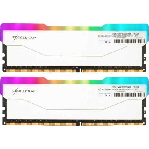 Модуль памяті для компютера DDR4 16GB (2x8GB) 3600 MHz RGB X2 Series White eXceleram (ERX2W416369AD)