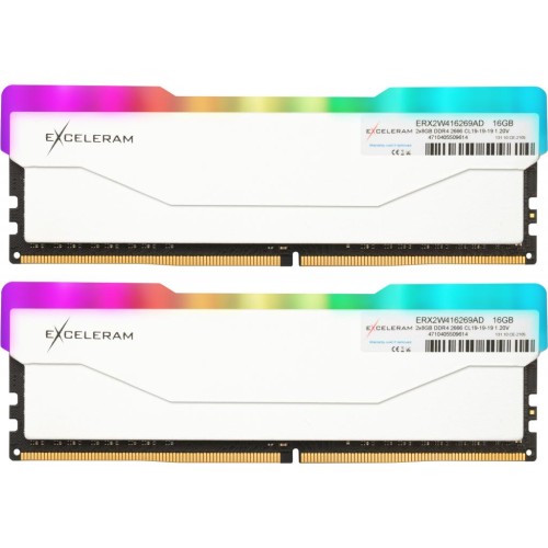 Модуль памяті для компютера DDR4 16GB (2x8GB) 2666 MHz RGB X2 Series White eXceleram (ERX2W416269AD)