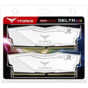 Модуль памяті для компютера DDR4 16GB (2x8GB) 3600 MHz T-Force Delta White RGB Team (TF4D416G3600HC18JDC01)