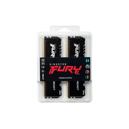 Модуль памяті для компютера DDR4 32GB (2x16GB) 2666 MHz Fury Beast RGB Kingston Fury (ex.HyperX) (KF426C16BB1AK2/32)