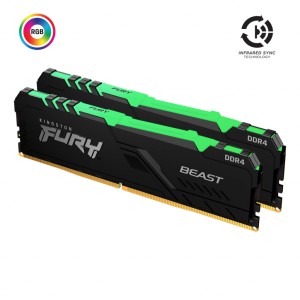 Модуль памяті для компютера DDR4 32GB (2x16GB) 2666 MHz Fury Beast RGB Kingston Fury (ex.HyperX) (KF426C16BB1AK2/32)