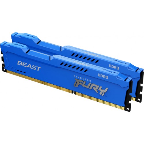 Модуль памяті для компютера DDR3 8GB (2x4GB) 1600 MHz Fury Beast Blue Kingston Fury (ex.HyperX) (KF316C10BK2/8)