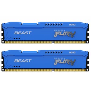 Модуль памяті для компютера DDR3 8GB (2x4GB) 1600 MHz Fury Beast Blue Kingston Fury (ex.HyperX) (KF316C10BK2/8)