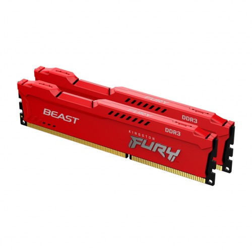 Модуль памяті для компютера DDR3 16GB (2x8GB) 1600 MHz Fury Beast Red Kingston Fury (ex.HyperX) (KF316C10BRK2/16)