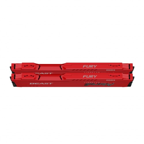 Модуль памяті для компютера DDR3 8GB (2x4GB) 1600 MHz Fury Beast Red Kingston Fury (ex.HyperX) (KF316C10BRK2/8)