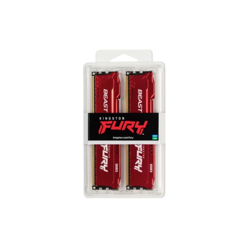 Модуль памяті для компютера DDR3 8GB (2x4GB) 1600 MHz Fury Beast Red Kingston Fury (ex.HyperX) (KF316C10BRK2/8)