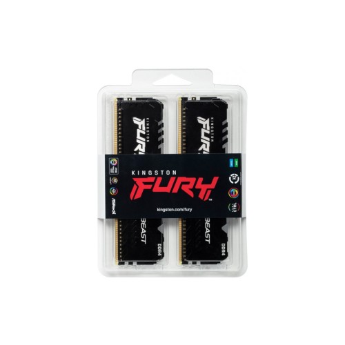 Модуль памяті для компютера DDR4 32GB (2x16GB) 2666 MHz FURY Beast RGB Kingston Fury (ex.HyperX) (KF426C16BBAK2/32)