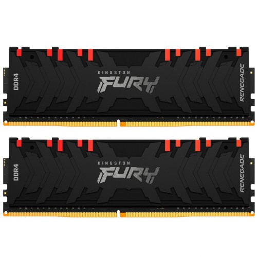 Модуль памяті для компютера DDR4 16GB (2x8GB) 4000 MHz Renegade RGB Black Kingston Fury (ex.HyperX) (KF440C19RBAK2/16)