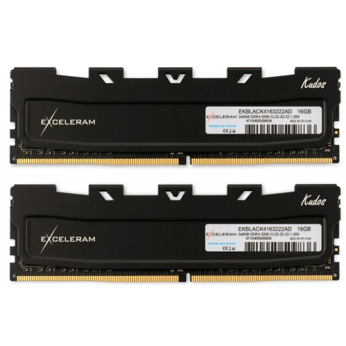 Модуль памяті для компютера DDR4 16GB (2x8GB) 3200 MHz Black Kudos eXceleram (EKBLACK4163222AD)