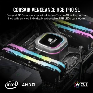 Модуль памяті для компютера DDR4 32GB (2x16GB) 3200 MHz Vengeance RGB PRO SL Black Corsair (CMH32GX4M2E3200C16)