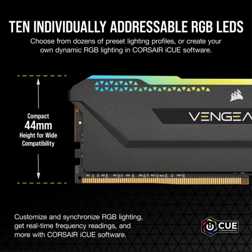 Модуль памяті для компютера DDR4 32GB (2x16GB) 3200 MHz Vengeance RGB PRO SL Black Corsair (CMH32GX4M2E3200C16)