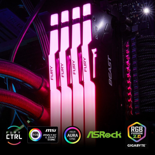 Модуль памяті для компютера DDR5 32GB (2x16GB) 5200 MHz Beast RGB AM5 Black Kingston Fury (ex.HyperX) (KF552C36BBEAK2-32)