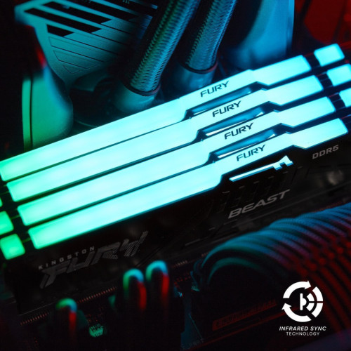 Модуль памяті для компютера DDR5 32GB (2x16GB) 5200 MHz Beast RGB AM5 Black Kingston Fury (ex.HyperX) (KF552C36BBEAK2-32)