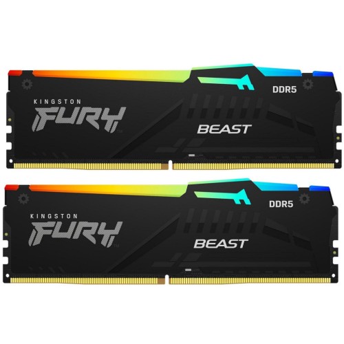 Модуль памяті для компютера DDR5 16GB (2x8GB) 5200 MHz FURY Beast RGB Kingston Fury (ex.HyperX) (KF552C40BBAK2-16)