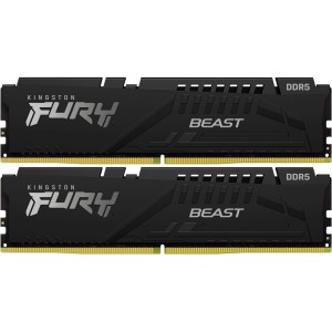 Модуль памяті для компютера DDR5 64GB (2x32GB) 5600 MHz FURY Beast Black Kingston Fury (ex.HyperX) (KF556C40BBK2-64)