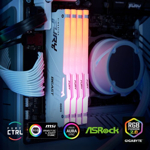 Модуль памяті для компютера DDR5 16GB 6000 MHz Beast RGB EXPO White Kingston Fury (ex.HyperX) (KF560C36BWEA-16)