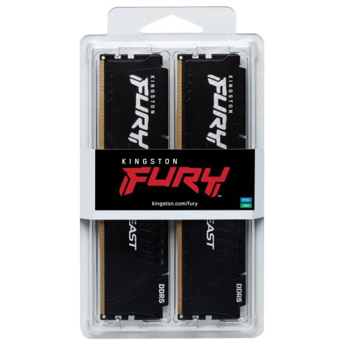 Модуль памяті для компютера DDR5 16GB (2x8GB) 5200 MHz Beast Black Kingston Fury (ex.HyperX) (KF552C36BBEK2-16)