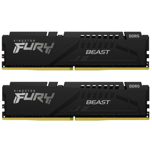 Модуль памяті для компютера DDR5 16GB (2x8GB) 5200 MHz Beast Black Kingston Fury (ex.HyperX) (KF552C36BBEK2-16)