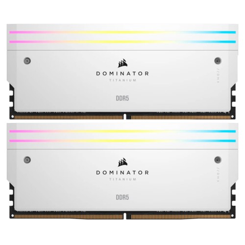 Модуль памяті для компютера DDR5 32GB (2x16GB) 6000 MHz Dominator Titanium RGB White Corsair (CMP32GX5M2B6000C30W)