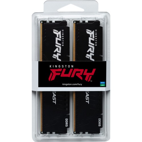 Модуль памяті для компютера DDR5 16GB (2x8GB) 4800 MHz Beast Black Kingston Fury (ex.HyperX) (KF548C38BBK2-16)