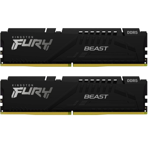 Модуль памяті для компютера DDR5 16GB (2x8GB) 5200 MHz FURY Beast Black Kingston Fury (ex.HyperX) (KF552C40BBK2-16)