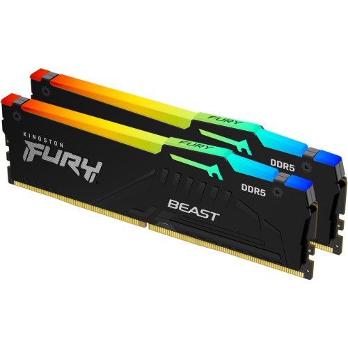 Модуль памяті для компютера DDR5 16GB (2x8GB) 5600 MHz FURY Beast RGB Kingston Fury (ex.HyperX) (KF556C36BBEAK2-16)