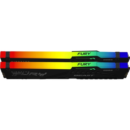 Модуль памяті для компютера DDR5 16GB (2x8GB) 5600 MHz FURY Beast RGB Kingston Fury (ex.HyperX) (KF556C36BBEAK2-16)