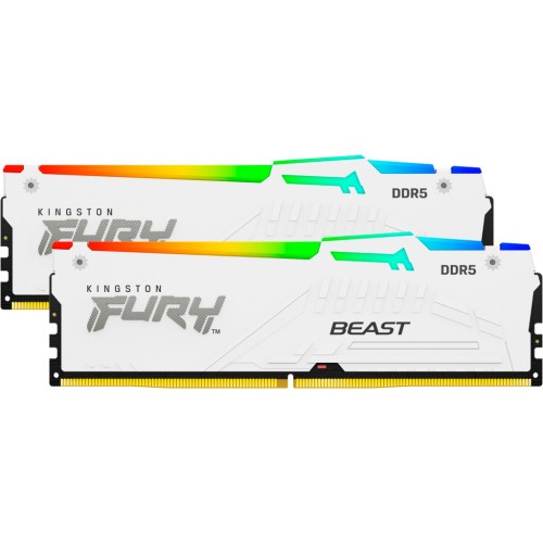 Модуль памяті для компютера DDR5 32GB 5200 MHz FURY Beast White RGB Kingston Fury (ex.HyperX) (KF552C40BWAK2-32)