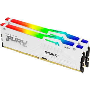 Модуль пам'яті для комп'ютера DDR5 32GB (2x16GB) 5600 MHz FURY Beast White RGB Kingston Fury (ex.HyperX) (KF556C40BWAK2-32)