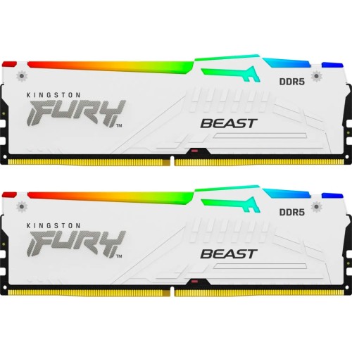 Модуль памяті для компютера DDR5 32GB (2x16GB) 5600 MHz FURY Beast White RGB Kingston Fury (ex.HyperX) (KF556C40BWAK2-32)