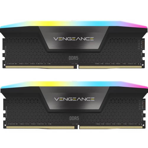 Модуль памяті для компютера DDR5 48GB (2x24GB) 6400 MHz Vengeance RGB Black Corsair (CMH48GX5M2B6400C36)