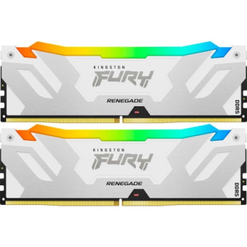 Модуль памяті для компютера DDR5 32GB (2x16GB) 7200 MHz Renegade RGB White XMP Kingston Fury (ex.HyperX) (KF572C38RWAK2-32)