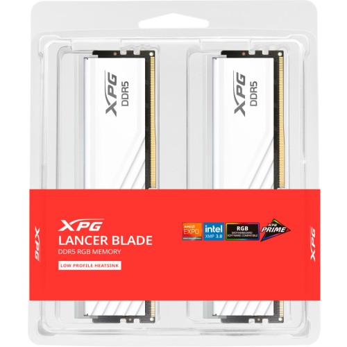 Модуль памяті для компютера DDR5 48GB (2x24GB) 6000 MHz XPG Lancer Blade RGB White ADATA (AX5U6000C3024G-DTLABRWH)