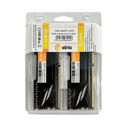 Модуль памяті для компютера DDR4 16GB (2x8GB) 2666 MHz Fly Black ATRIA (UAT42666CL19BK2/16)