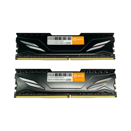 Модуль памяті для компютера DDR4 16GB (2x8GB) 3200 MHz Fly Black ATRIA (UAT43200CL18BK2/16)