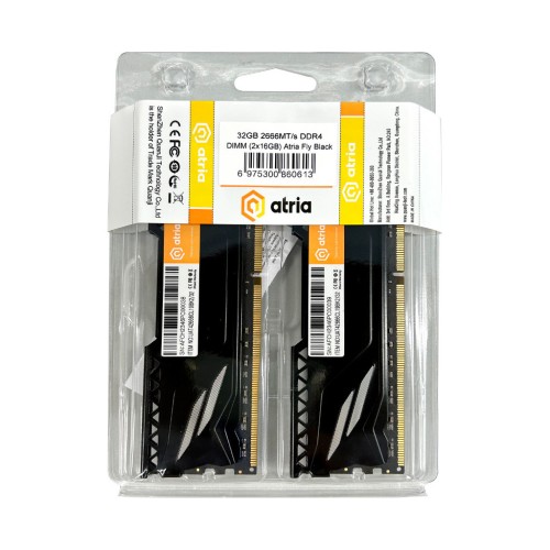 Модуль памяті для компютера DDR4 32GB (2x16GB) 2666 MHz Fly Black ATRIA (UAT42666CL19BK2/32)