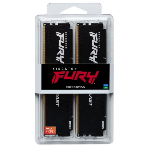 Модуль памяті для компютера DDR5 16GB (2x8GB) 6000 MHz Beast Black XMP Kingston Fury (ex.HyperX) (KF560C30BBK2-16)