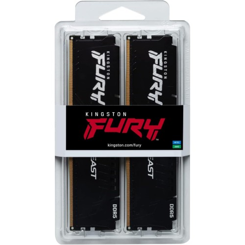 Модуль памяті для компютера DDR5 128GB (4x32GB) 5600 MHz Beast Black XMP Kingston Fury (ex.HyperX) (KF556C40BBK4-128)