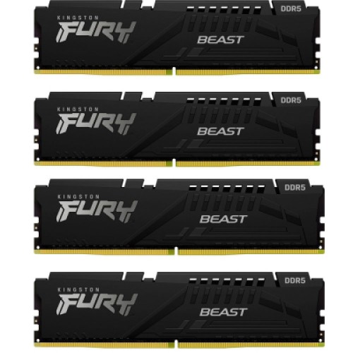 Модуль памяті для компютера DDR5 128GB (4x32GB) 5600 MHz Beast Black XMP Kingston Fury (ex.HyperX) (KF556C40BBK4-128)