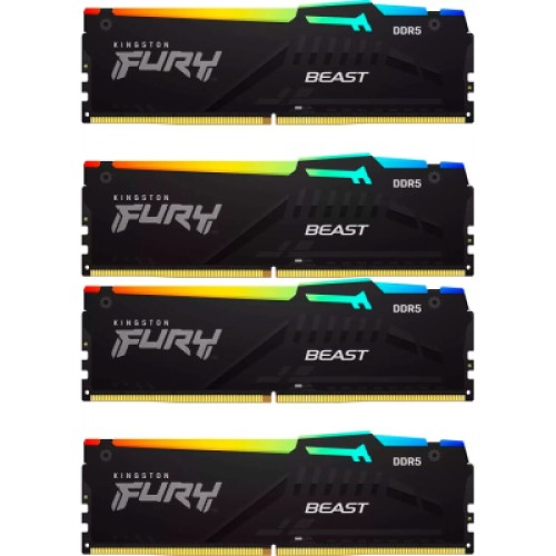 Модуль памяті для компютера DDR5 128GB (4x32GB) 5600 MHz Beast RGB XMP Kingston Fury (ex.HyperX) (KF556C40BBAK4-128)