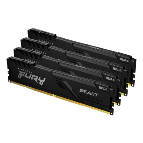 Модуль памяті для компютера DDR4 128GB (4x32GB) 3200 MHz Fury Beast Black Kingston Fury (ex.HyperX) (KF432C16BBK4/128)