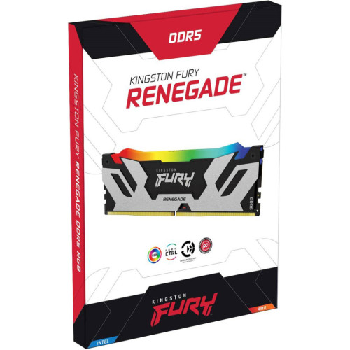 Модуль пам'яті для комп'ютера DDR5 48GB (2x24GB) 8000 MHz Renegade RGB Black/Silver Kingston Fury (ex.HyperX) (KF580C38RSAK2-48)
