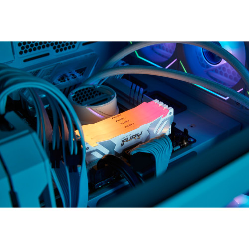 Модуль пам'яті для комп'ютера DDR5 48GB (2x24GB) 8000 MHz Renegade RGB White/Silver Kingston Fury (ex.HyperX) (KF580C38RWAK2-48)