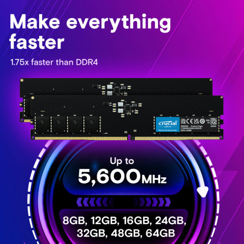 Модуль пам'яті для комп'ютера DDR5 64GB (2x32GB) 5600 MHz Micron (CT2K32G56C46U5)