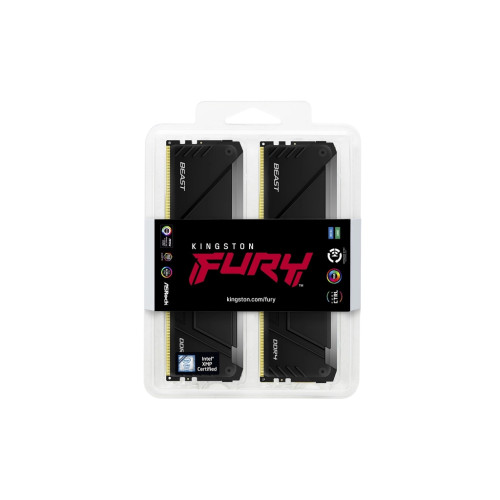 Модуль пам'яті для комп'ютера DDR4 32GB (2x16GB) 3200 MHz Beast RGB Black Kingston Fury (ex.HyperX) (KF432C16BB12AK2/32WP)