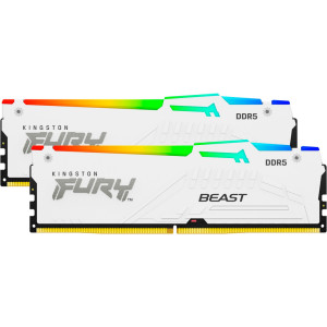 Модуль пам'яті для комп'ютера DDR5 16GB 5200 MHz Beast White RGB Kingston Fury (ex.HyperX) (KF552C40BWAK2-16)