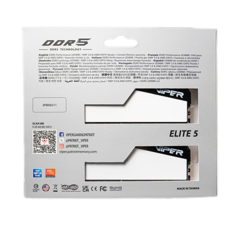 Модуль пам'яті для комп'ютера DDR5 32GB (2x16GB) 6400 MHz Viper Elite 5 Patriot (VEB532G6432KW)