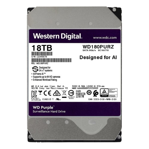 Жорсткий диск 3.5 18TB WD (WD180PURZ)
