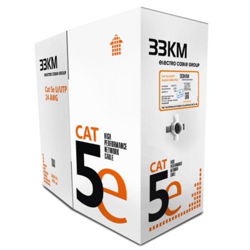 Кабель мережевий ЗЗКМ UTP 305м 4*2*24AWG[0,51] мідь[СU] cat.5e, внутрішній [PVC] (70327)